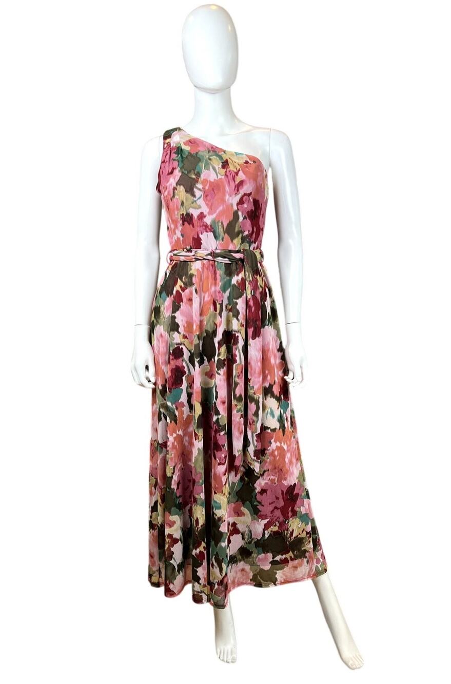 Nicole Miller New York Floral One‑Shoulder Maxi Dress – Size 4 (NWT)
